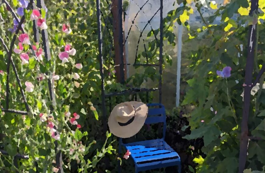 Sweet peas on a trellis